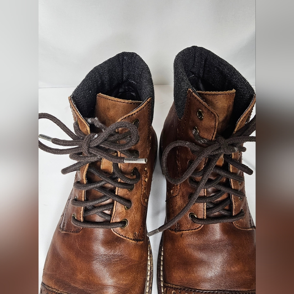 Warfield & Grand Potrero Mens Cap Toe Brogue Leather Lace-Up Ankle Boots Size 10 - Picture 6 of 12